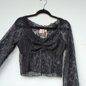 GLG Charcoal Lace Top, Large size. NWT